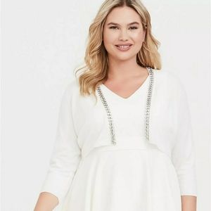 NEW TORRID IVORY SWEATER RHINESTONES SRUG